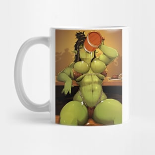 orc girl drinking beer Mug